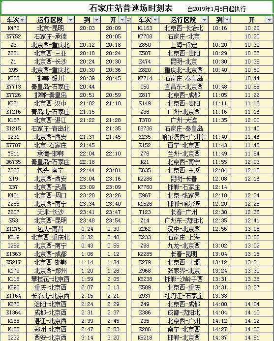 石家庄最新列车时刻表解析